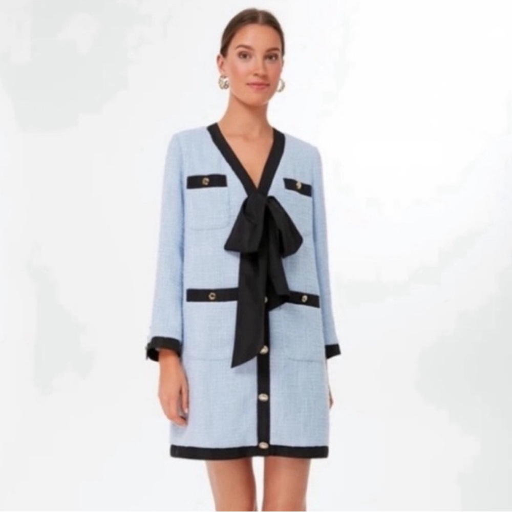 Pomander Place Blue and Black Midi Dress